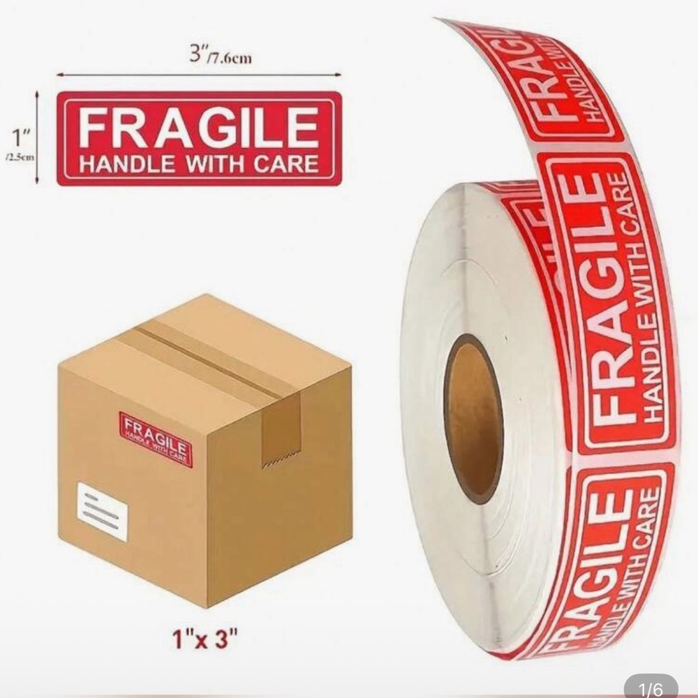Fragile Stickers, Handle With Care 500 piece roll